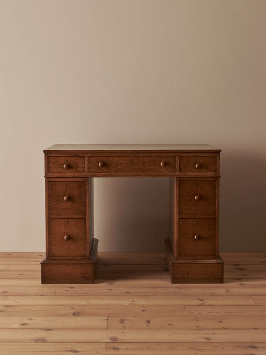 Late Victorian antique oak pedestal desk