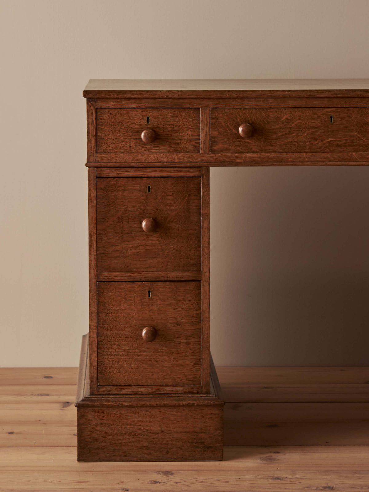 Late Victorian antique oak pedestal desk