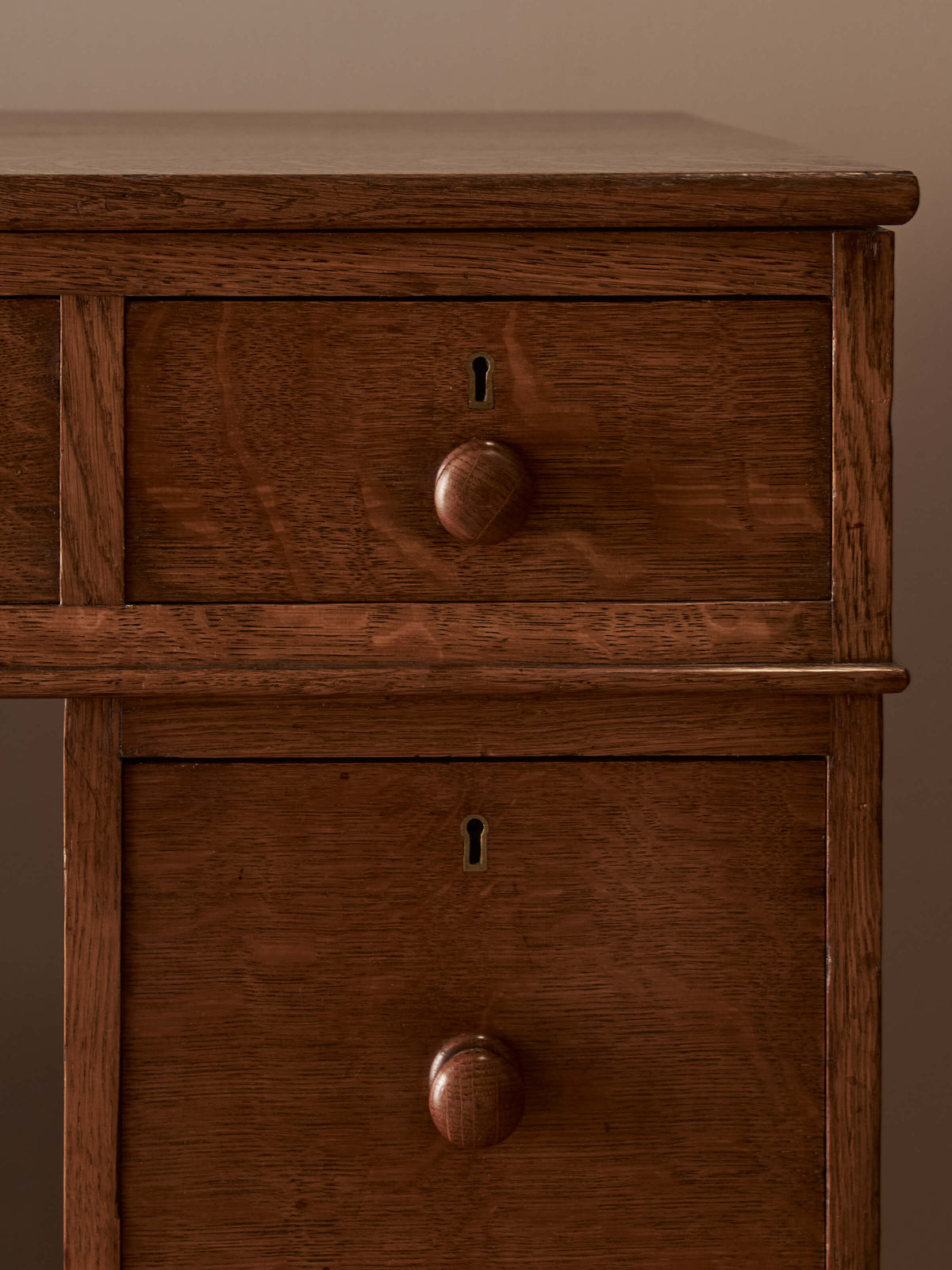 Late Victorian antique oak pedestal desk