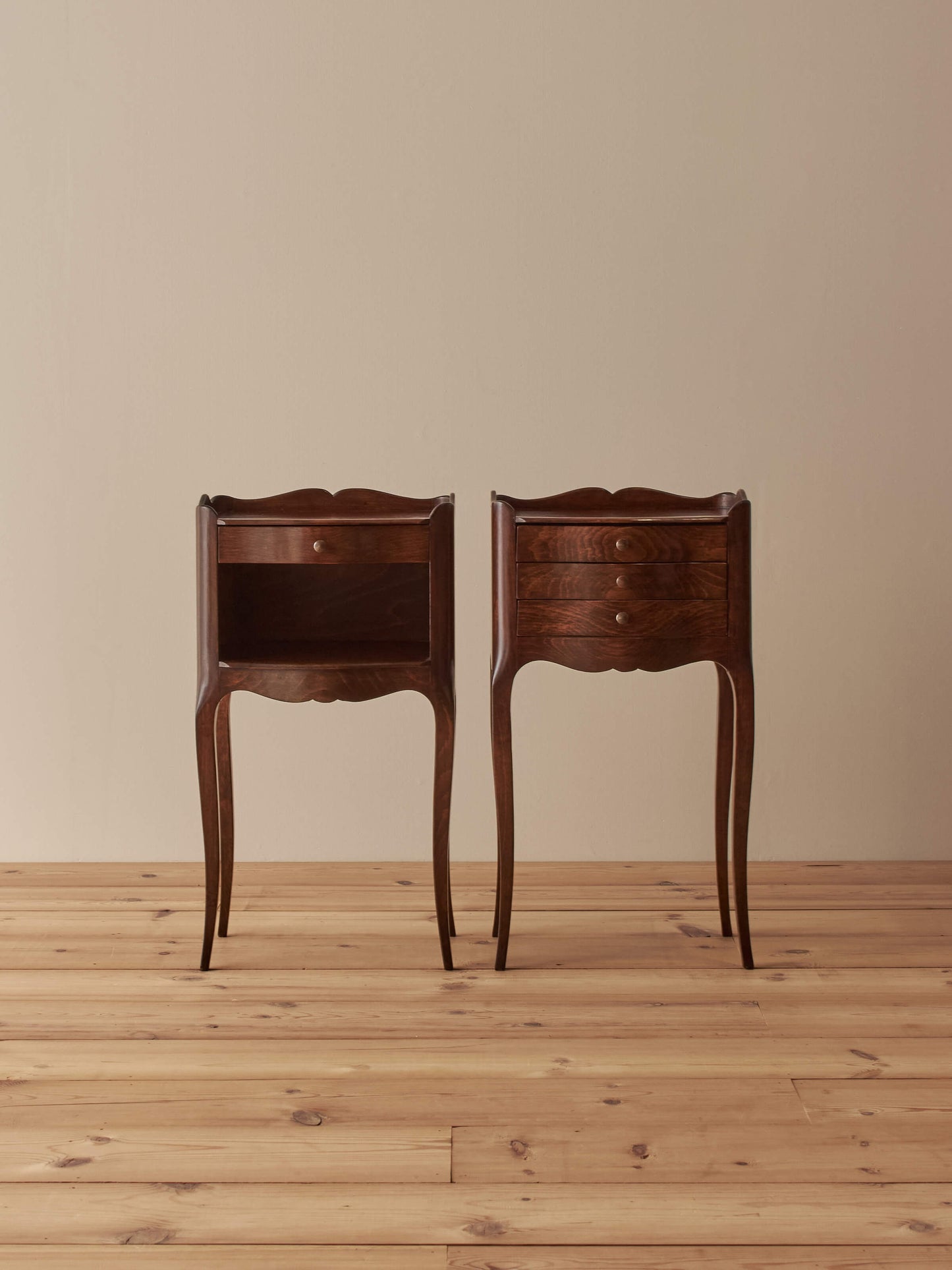 Pair of French vintage cherry bedside tables