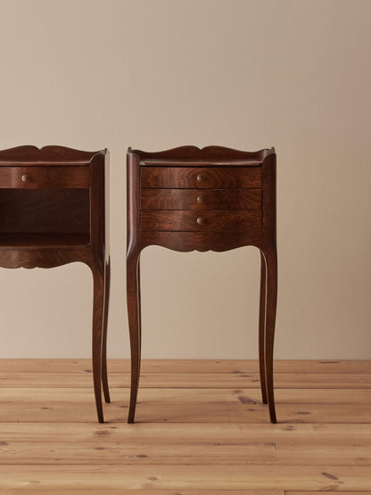 Pair of French vintage cherry bedside tables