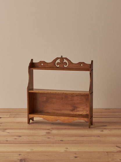 Mid-century walnut and birds-eye maple wall shelf