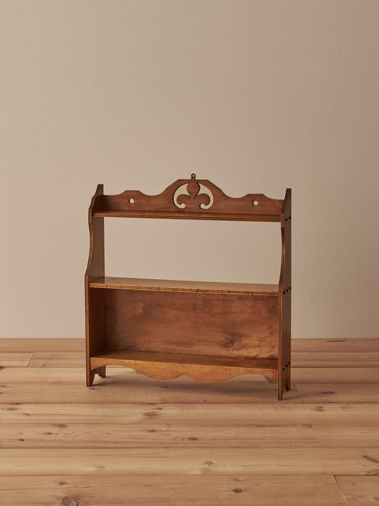 Mid-century walnut and birds-eye maple wall shelf
