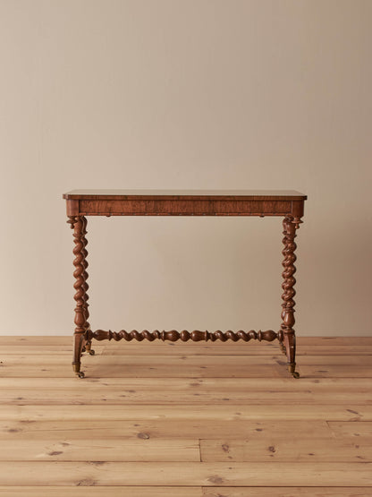 Victorian rosewood console table on brass castors