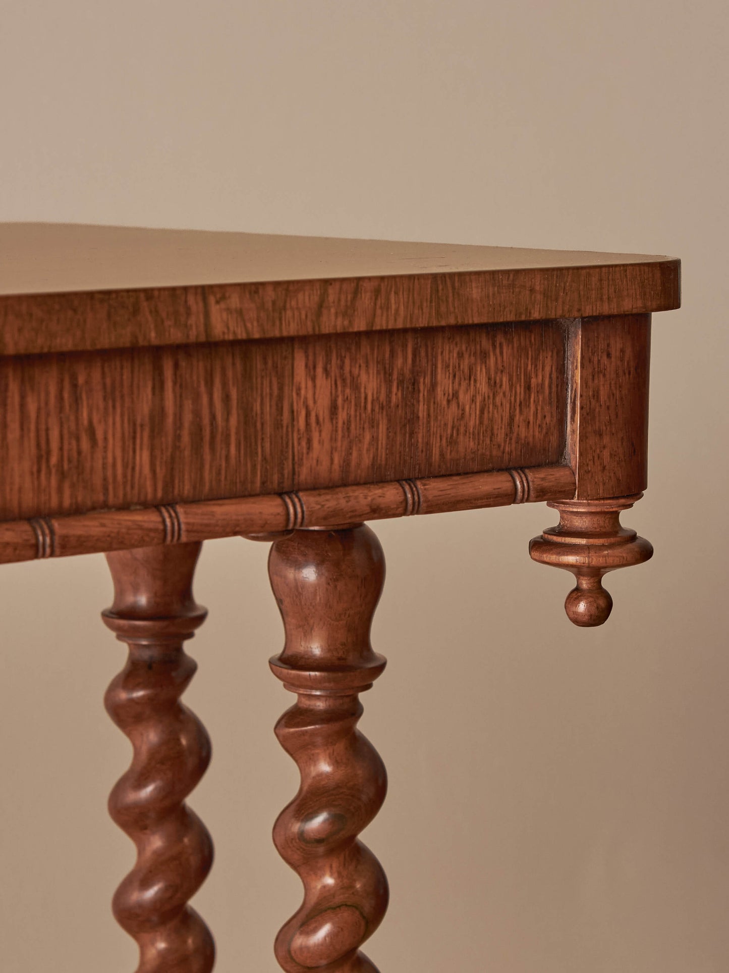 Victorian rosewood console table on brass castors