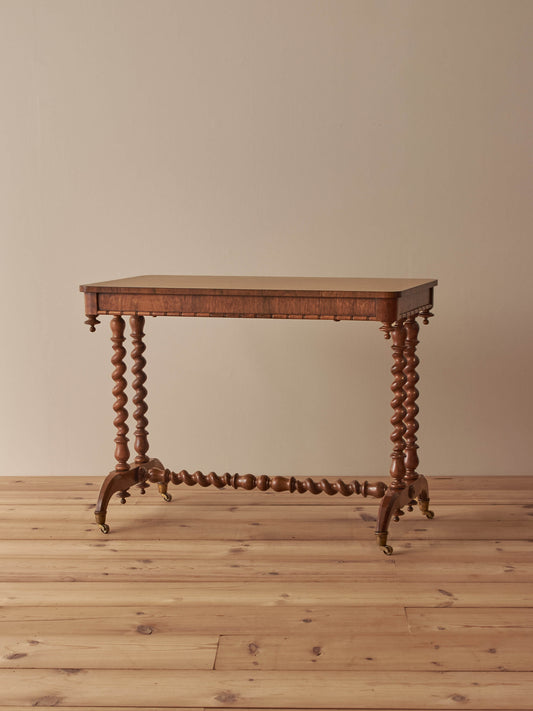 Victorian rosewood console table on brass castors