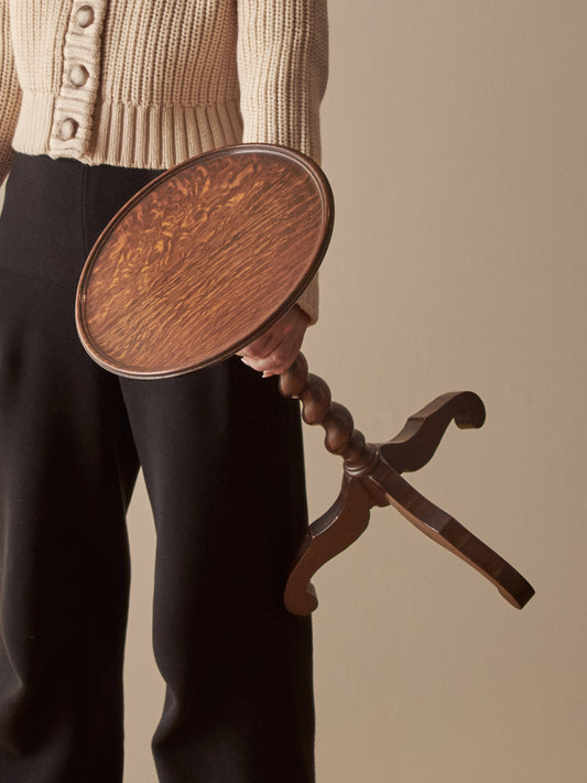Antique oak barley twist wine table