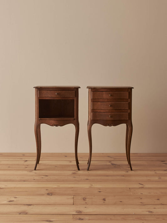 Pair of French mid-century oak bedside tables