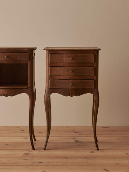 Pair of French mid-century oak bedside tables