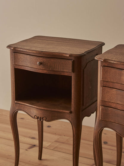 Pair of French mid-century oak bedside tables