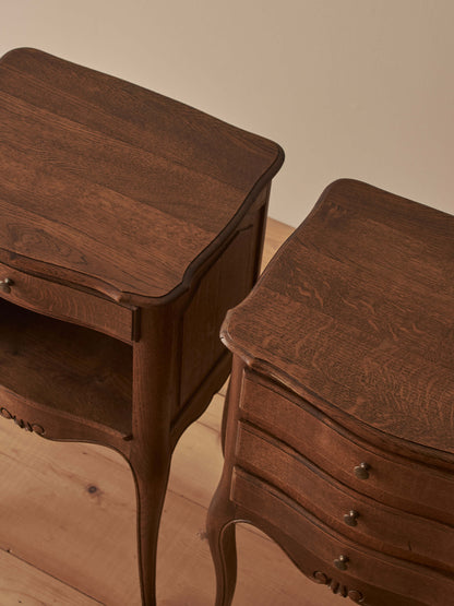 Pair of French mid-century oak bedside tables
