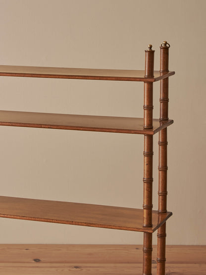 French mid-century faux bamboo wall-hung shelf