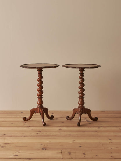 Close-pair of Victorian walnut occasional side tables