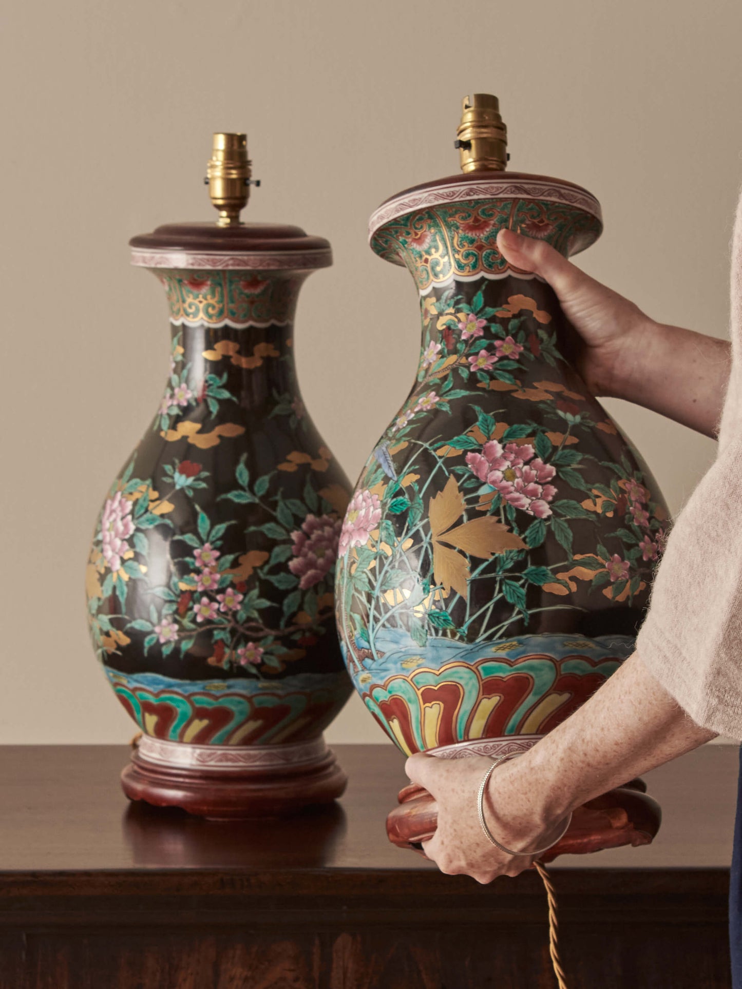 Pair of vintage ceramic table lamps