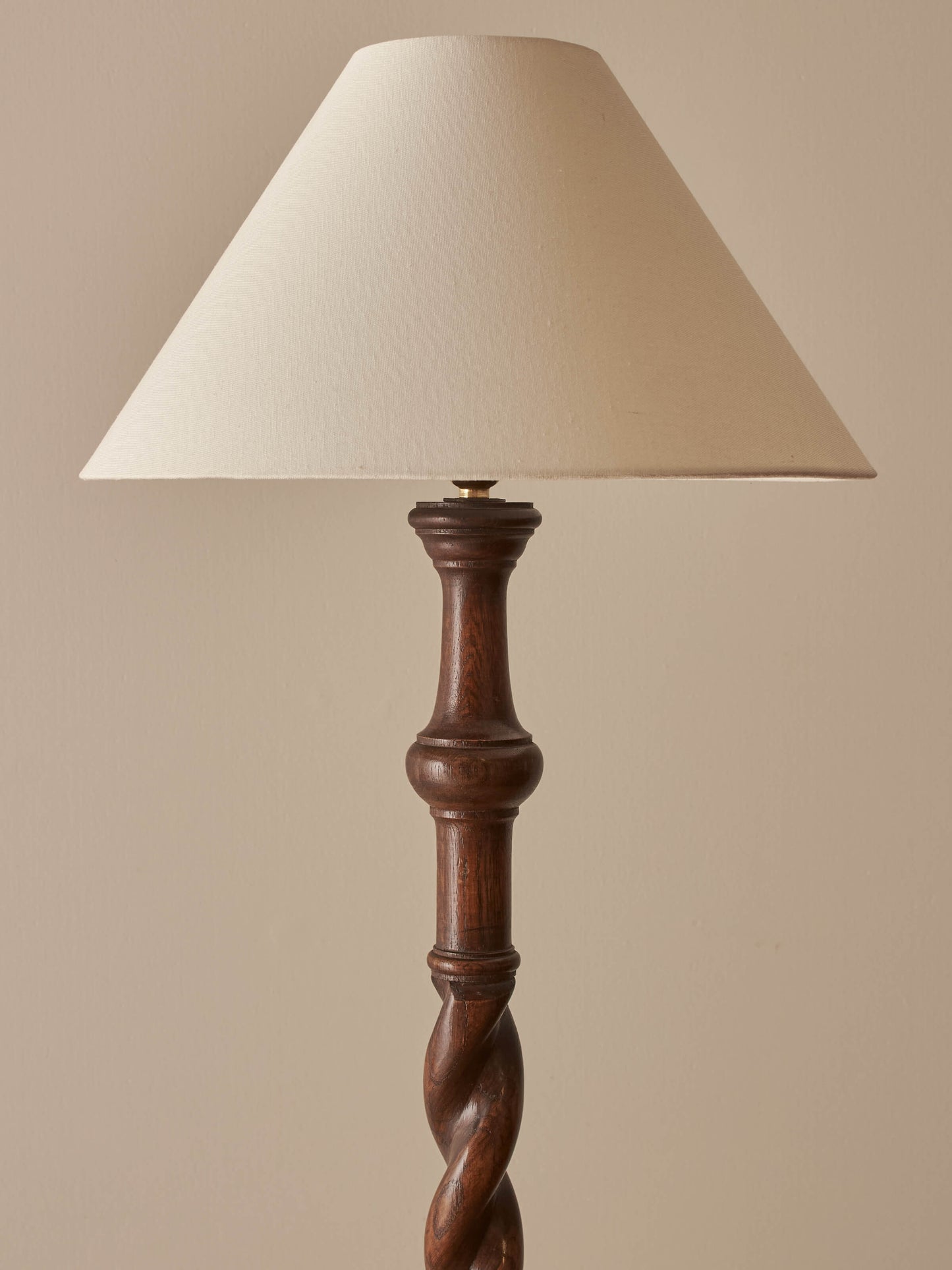Antique barley twist oak floor lamp