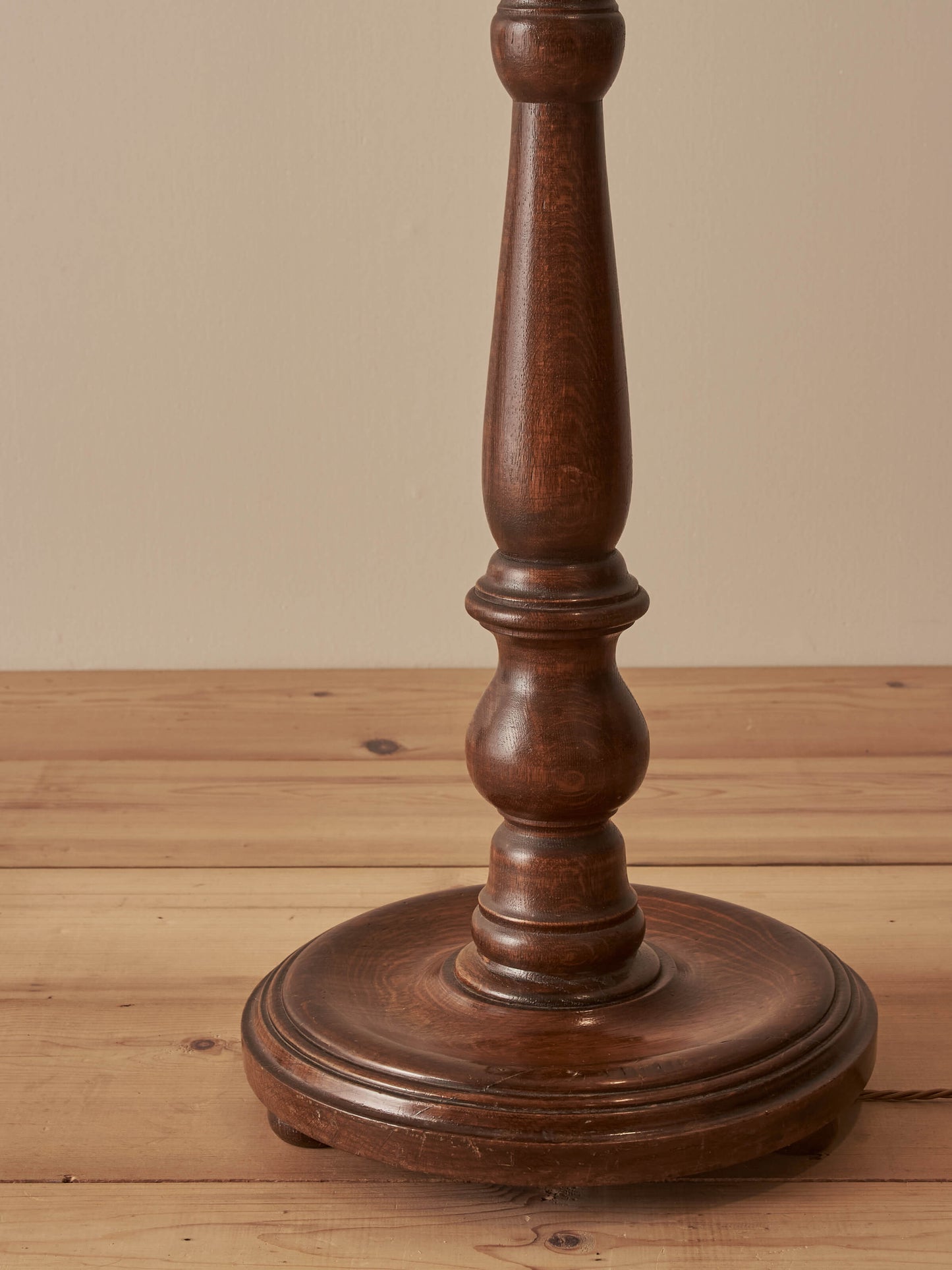 Antique barley twist oak floor lamp