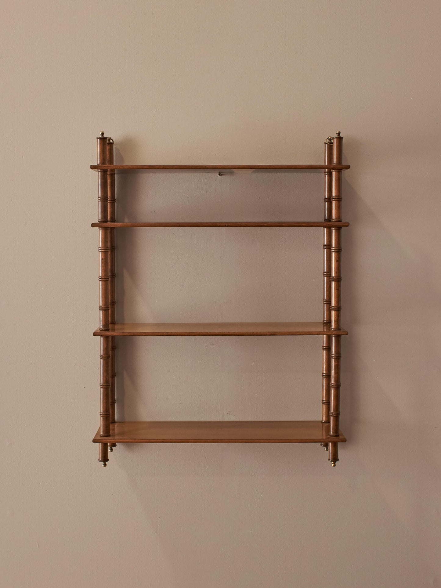 French mid-century faux bamboo wall-hung shelf