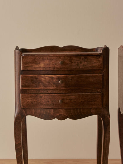 Pair of French vintage three-drawer bedside tables