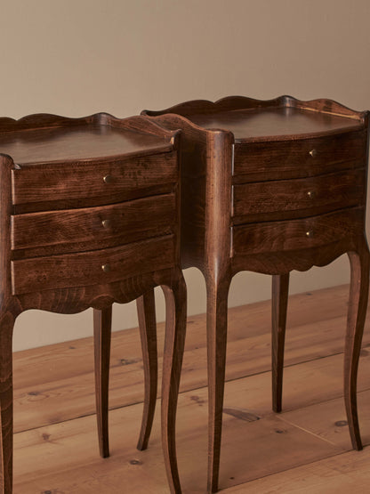 Pair of French vintage three-drawer bedside tables