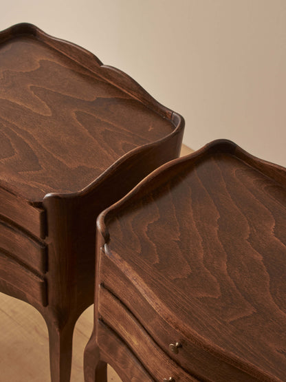 Pair of French vintage three-drawer bedside tables