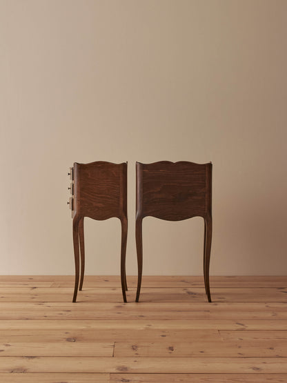 Pair of French vintage three-drawer bedside tables