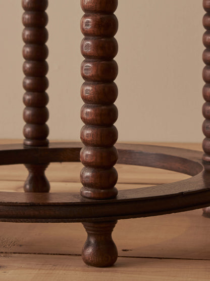 French vintage circular oak bobbin table