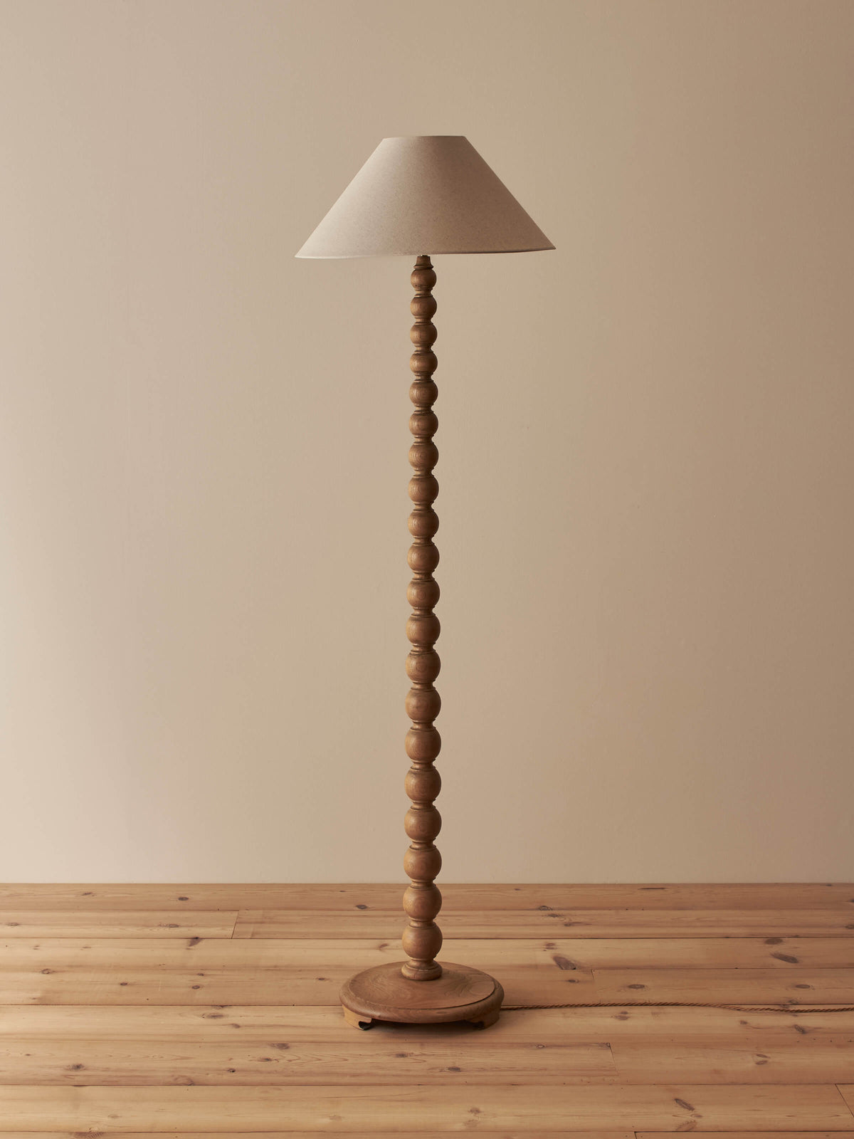 Vintage ash bobbin floor lamp
