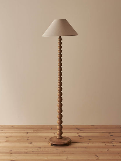 Vintage ash bobbin floor lamp
