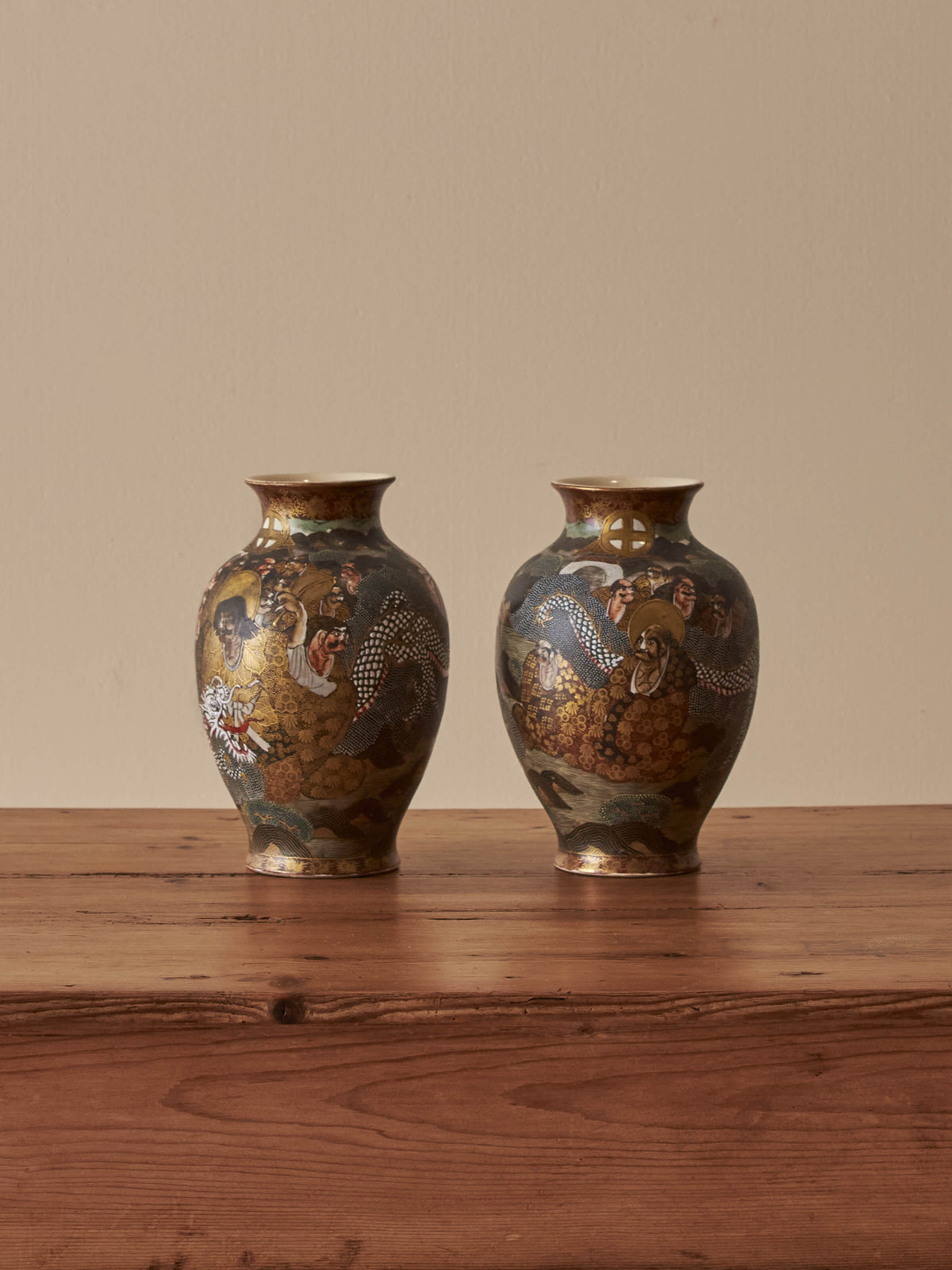 Pair of Japanese Satsuma vases