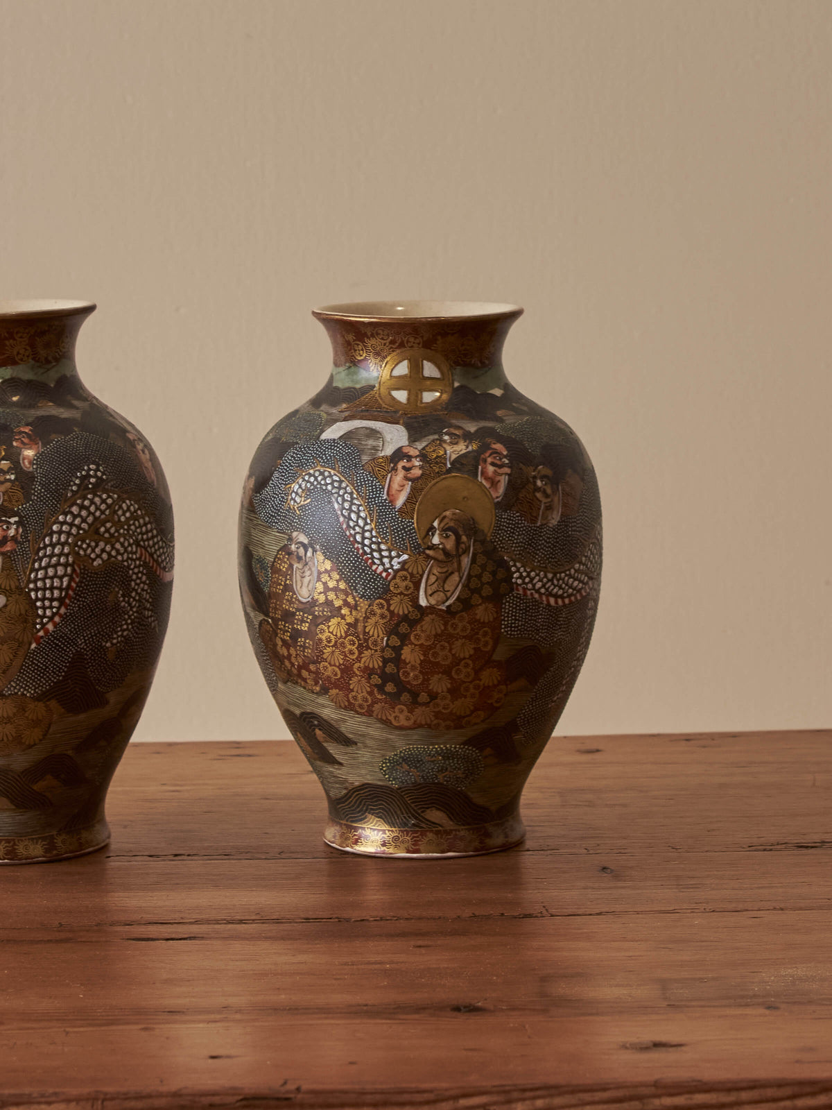 Pair of Japanese Satsuma vases