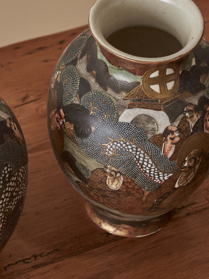 Pair of Japanese Satsuma vases