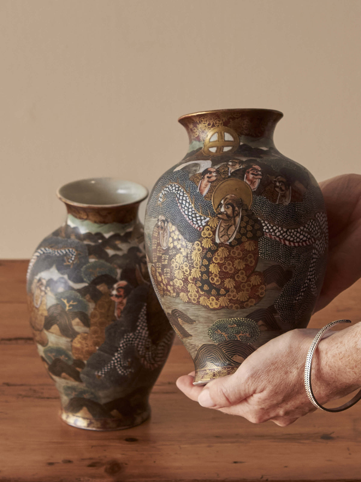 Pair of Japanese Satsuma vases