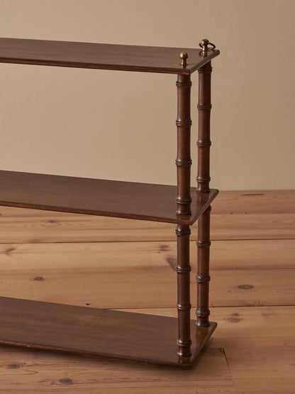 French mid-century faux bamboo wall shelf