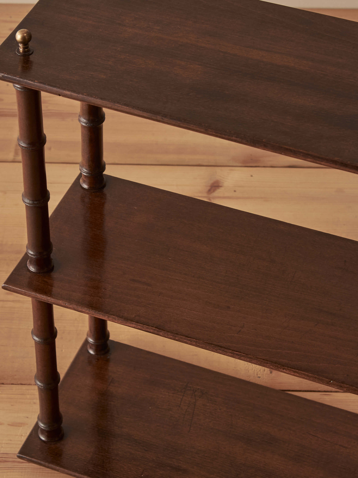 French mid-century faux bamboo wall shelf