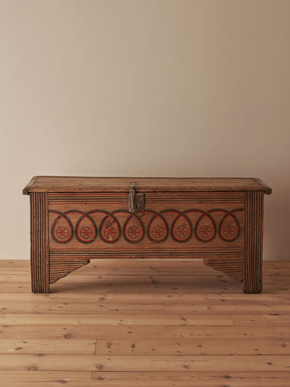 18th century antique folk art pine and oak chest