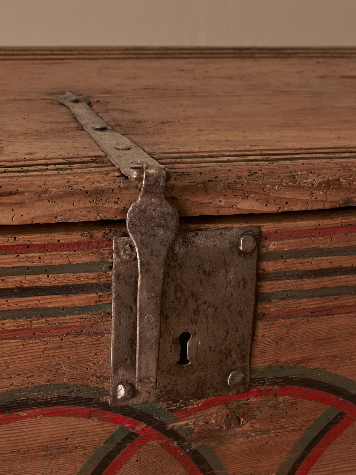 18th century antique folk art pine and oak chest