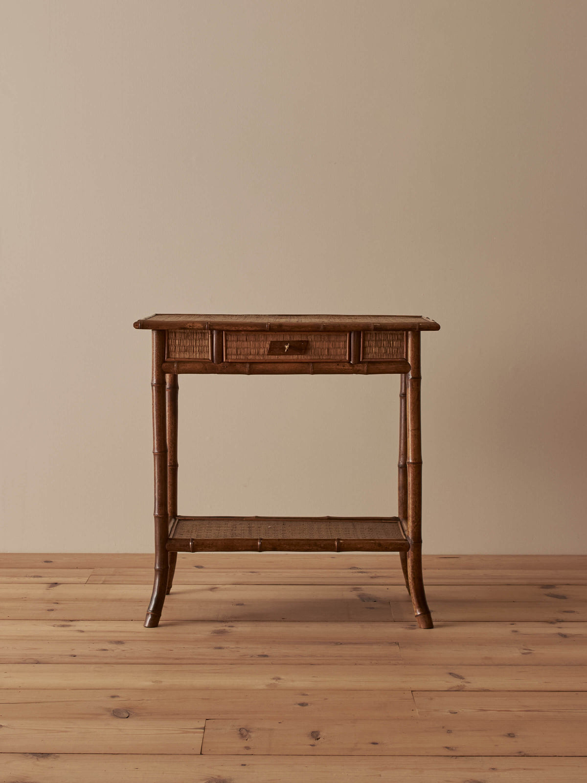 French antique bamboo and rattan side table
