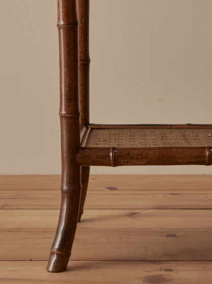 French antique bamboo and rattan side table
