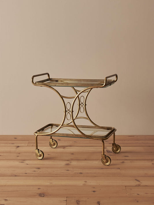 Mid-century Italian brass bar cart