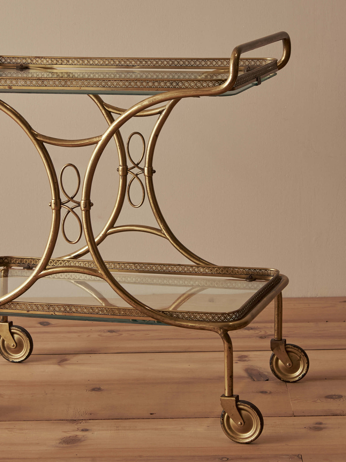 Mid-century Italian brass bar cart