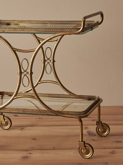 Mid-century Italian brass bar cart