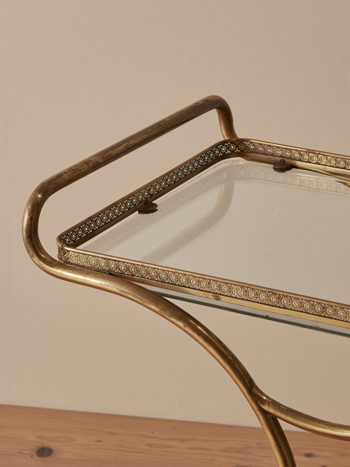 Mid-century Italian brass bar cart