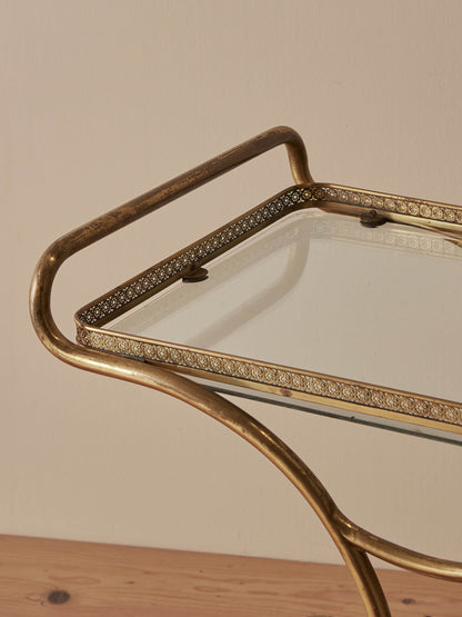 Mid-century Italian brass bar cart