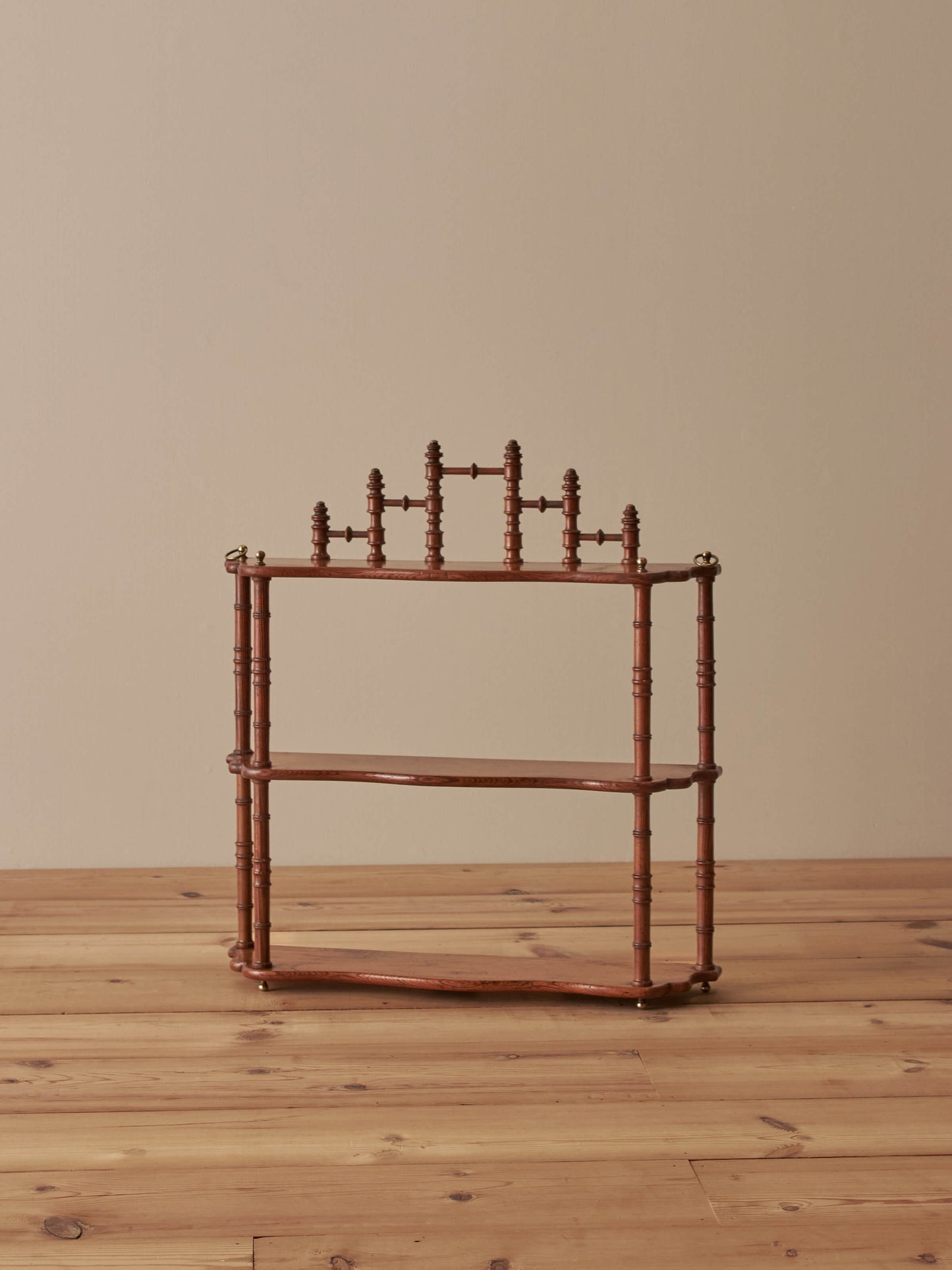 French pine faux bamboo wall shelf