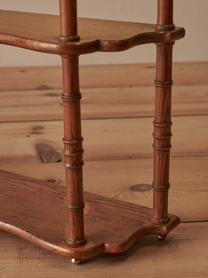 French pine faux bamboo wall shelf