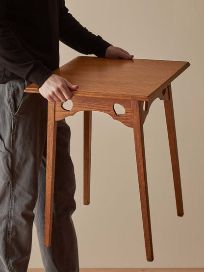 Arts and Crafts blonde oak side table