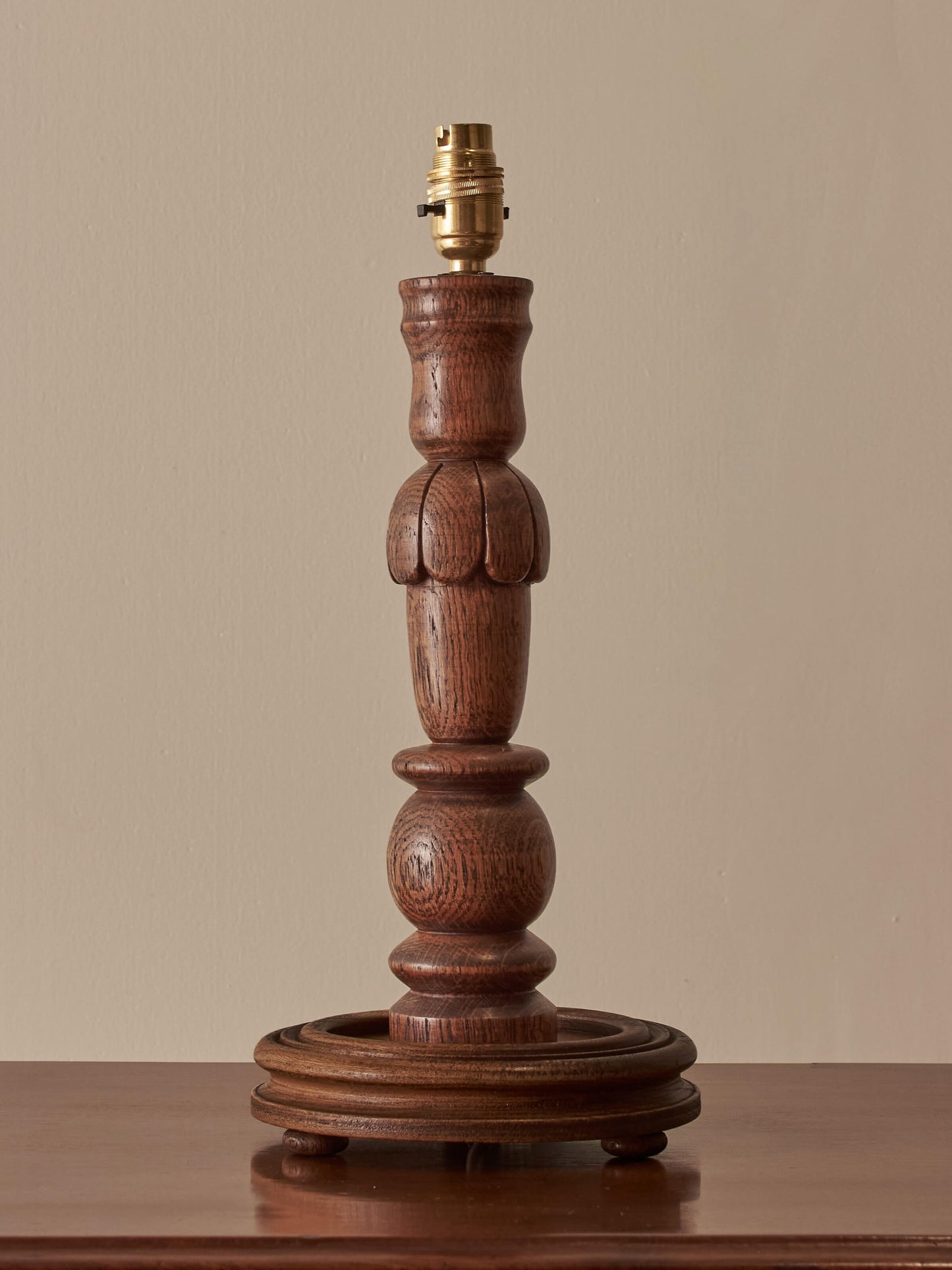 Vintage oak hand-carved lamp