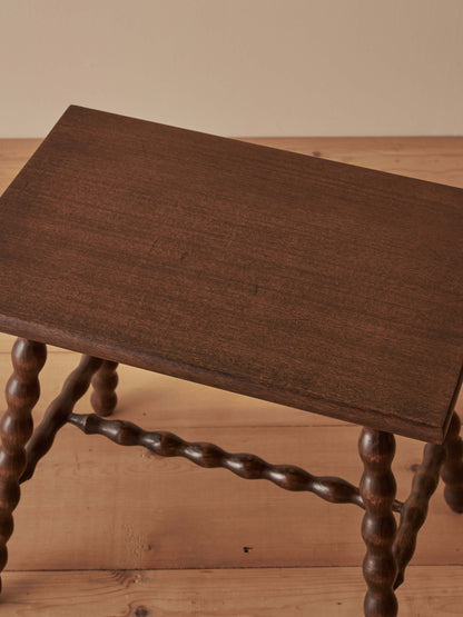 French vintage rectangular bobbin side table