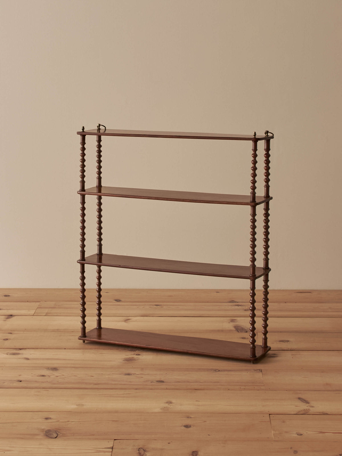 French antique mahogany bobbin wall-hung shelf
