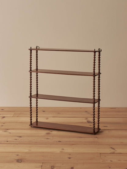 French antique mahogany bobbin wall-hung shelf